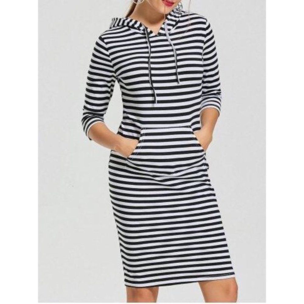 Velvet Torch Hooded Long Sleeve Tee Shirt Dress L